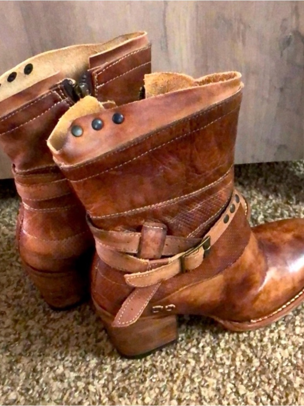 BED|STÜ Cobbler Series Rowdy Heeled Boots Teak Driftwood Size 6.5
